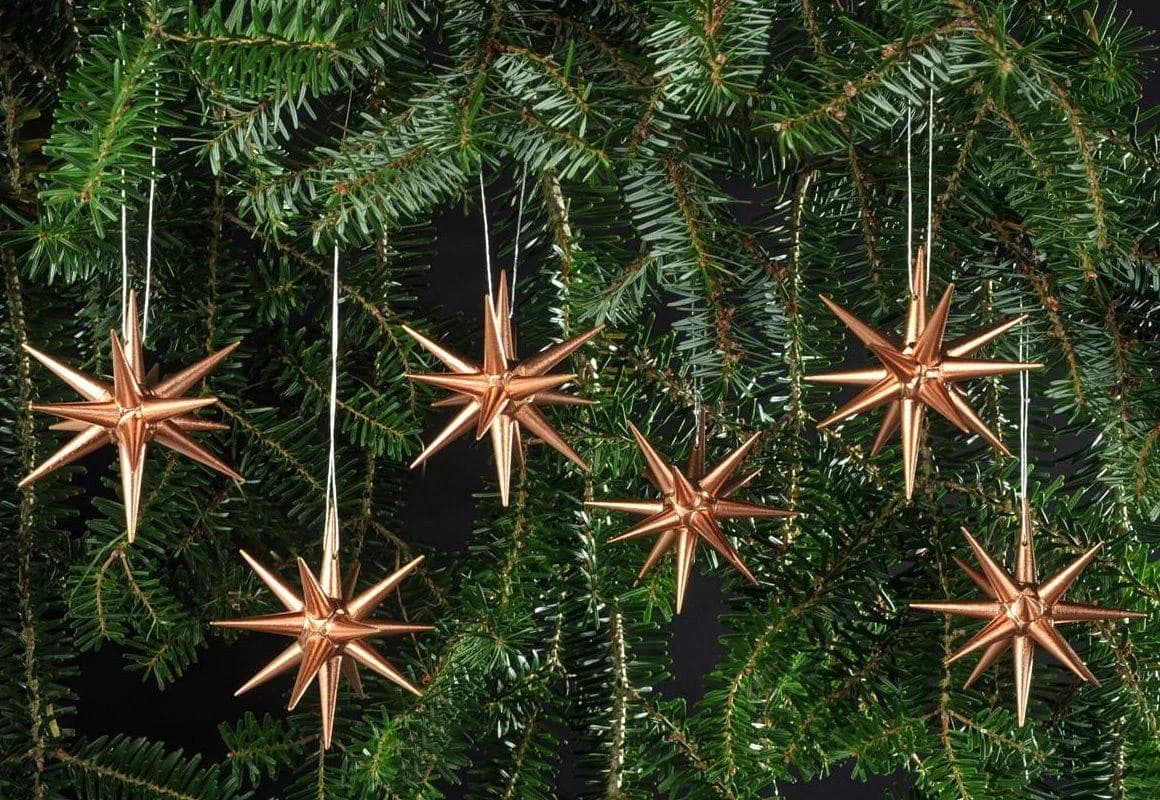 Albin Preißler Christbaumschmuck 6-tlg. Buchenholz Stern Kupferfarben