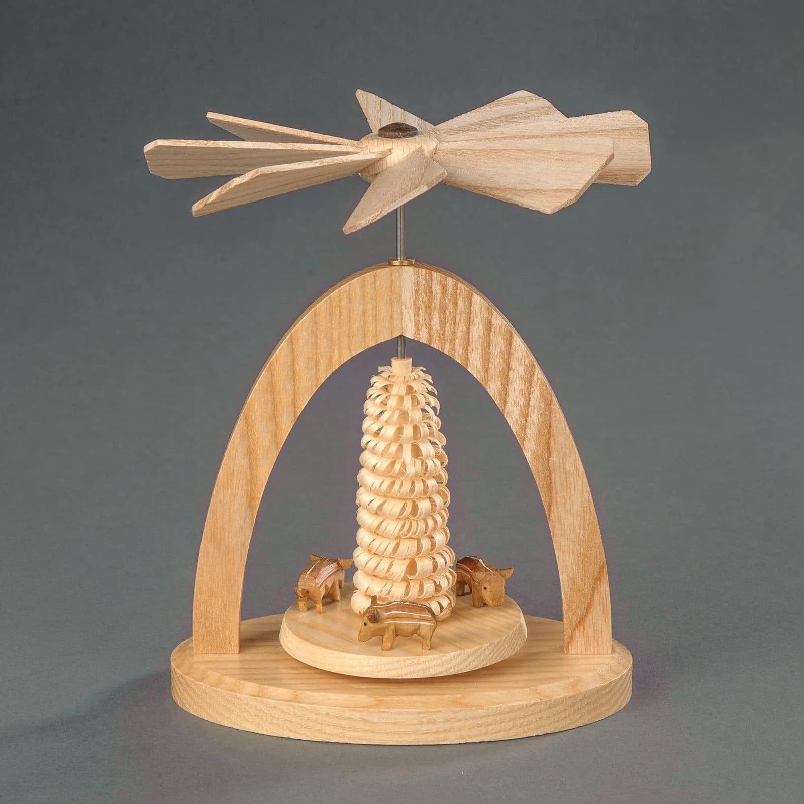 Albin Preissler Weihnachtspyramide Wärmespiel Frischlinge Beige Massivholz