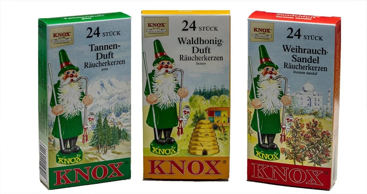 KNOX Duftkerzen 3er Set Tanne Sandel Waldhonig Räucherkerzen