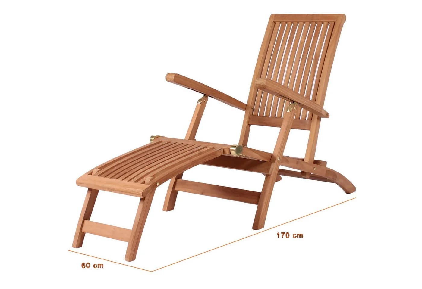 MR.DEKO Gartenliege Yacht Teak Mehrfach Verstellbar Mit Fußteil - Bild 4