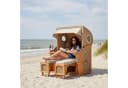MR.DEKO Strandkorb Düne Bullauge 2-Sitzer Teak PE Geflecht Beige/Braun Bild 1