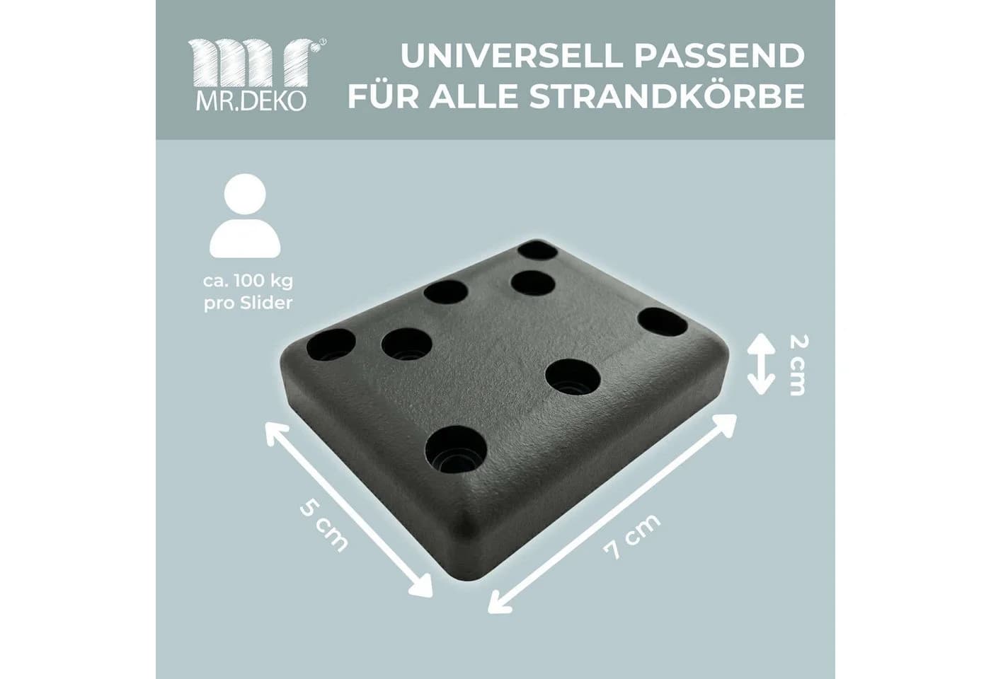 MR.DEKO Strandkorb PE Gleiter 4er Set Bodenschutz Schwarz