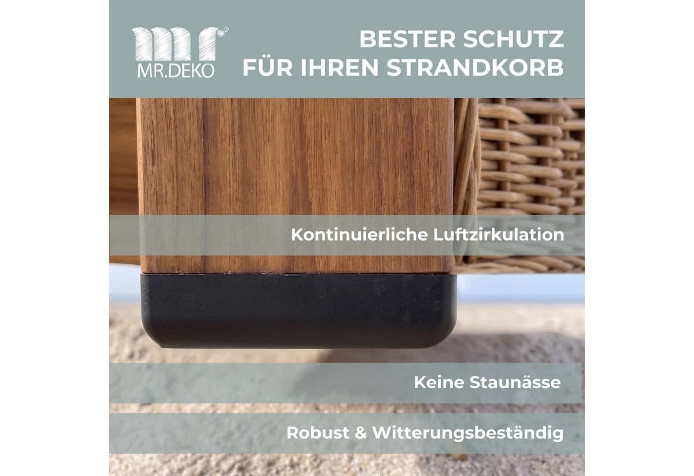 MR.DEKO Strandkorb PE Gleiter 4er Set Bodenschutz Schwarz - Bild 4