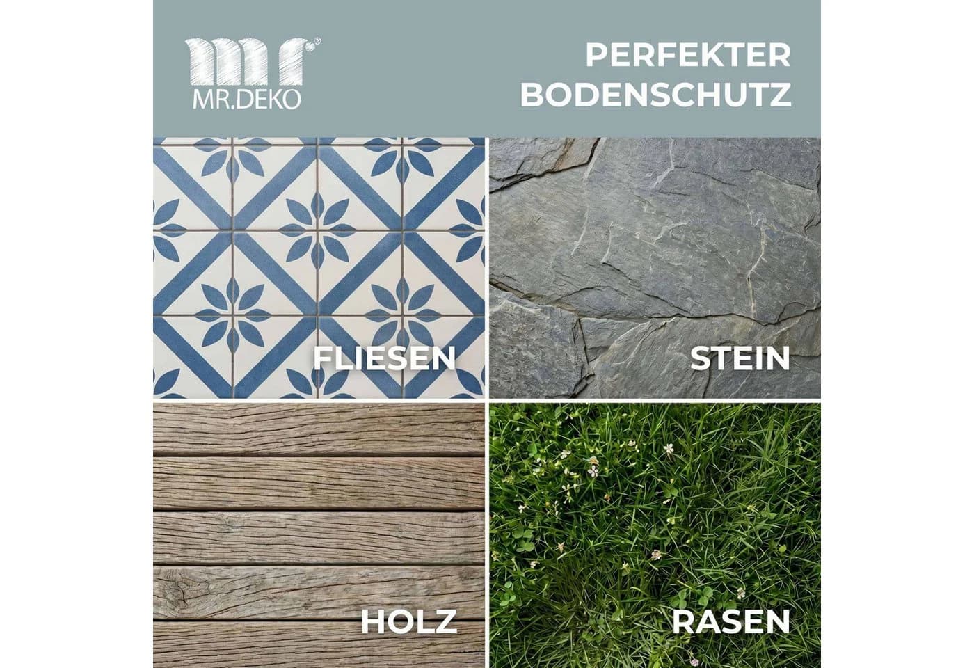 MR.DEKO Strandkorb PE Gleiter 4er Set Bodenschutz Schwarz - Bild 5