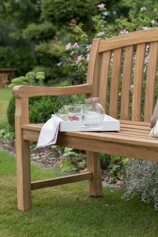 MR.DEKO Gartenbank Swindon Teak 2-Sitzer massiv wetterfest - Bild 4