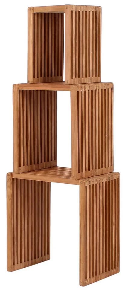 MR.DEKO Beistelltisch Teak 3er Set Massivholz Natur - Bild 3