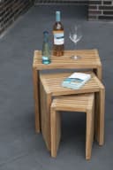MR.DEKO Beistelltisch Teak 3er Set Massivholz Natur Bild 4