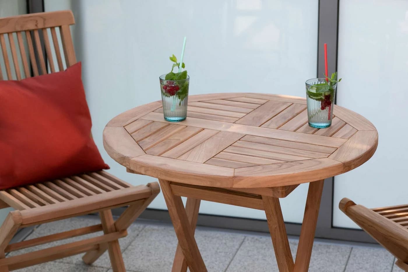 MR.DEKO Gartentisch Sutton Teak rund klappbar Ø70 cm - Bild 4