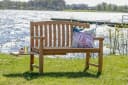 MR.DEKO Gartenbank Lancaster Teak Holz Bank 120cm mit Seitentisch Bild 5