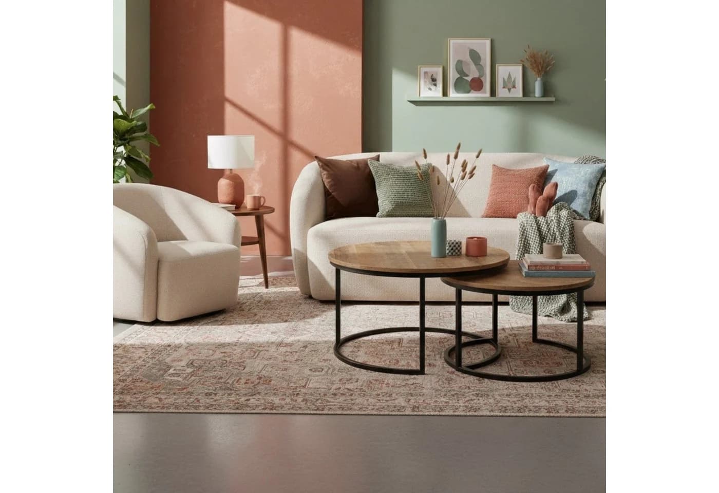 MR.DEKO Loungesessel Loconia Beige Drehfunktion Strukturstoff - Bild 5