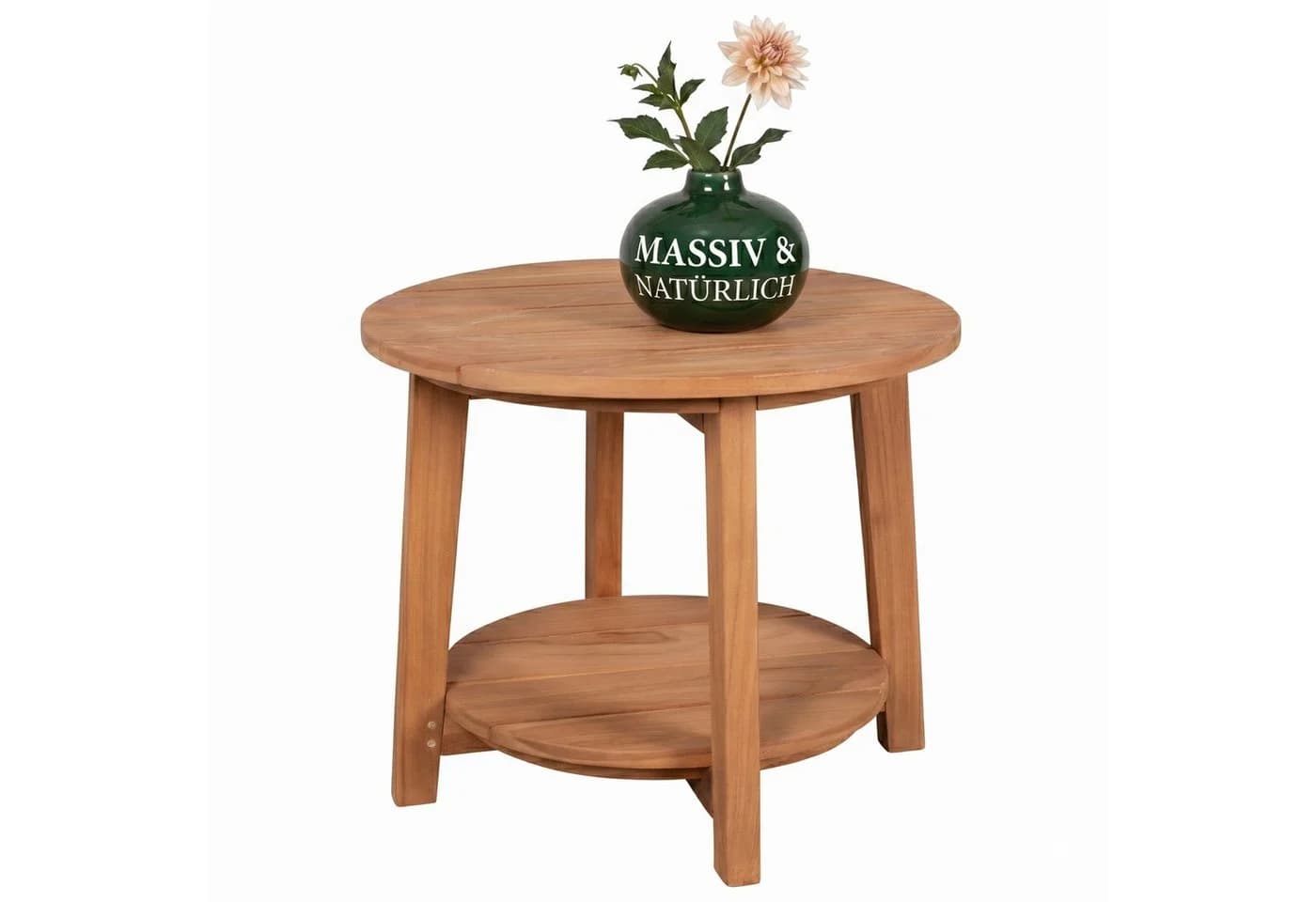 MR.DEKO Gartentisch Milton rund 50 cm Teakholz Natur - Bild 2