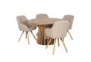MR.DEKO Esszimmer-Set Diningsessel-Set 4x Stuhl Matera Beige & Tisch Oria Eiche 120x90 cm Bild 2