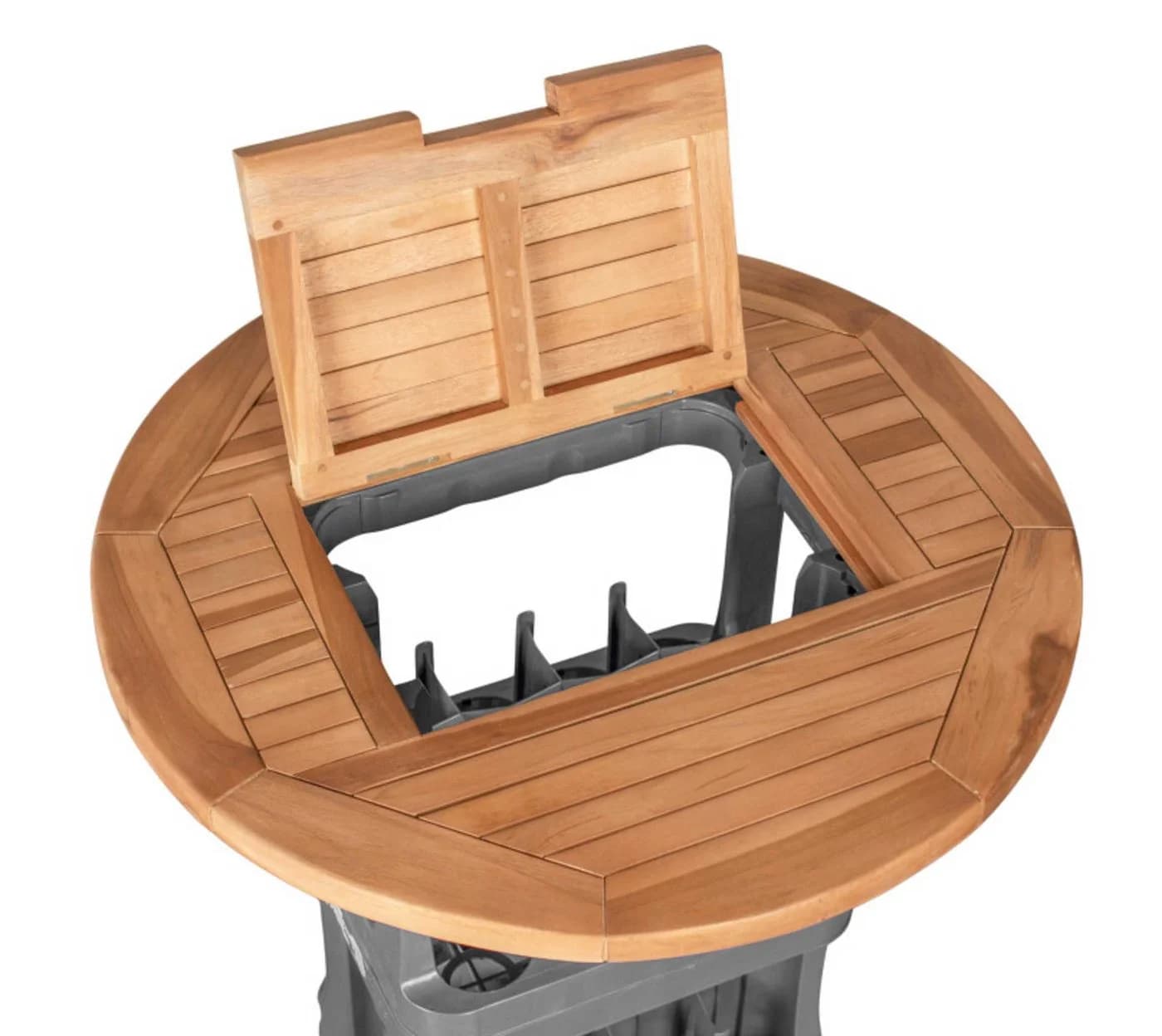 MR.DEKO Tischaufsatz Bierkistenaufsatz Teak mit Klappe - Bild 3