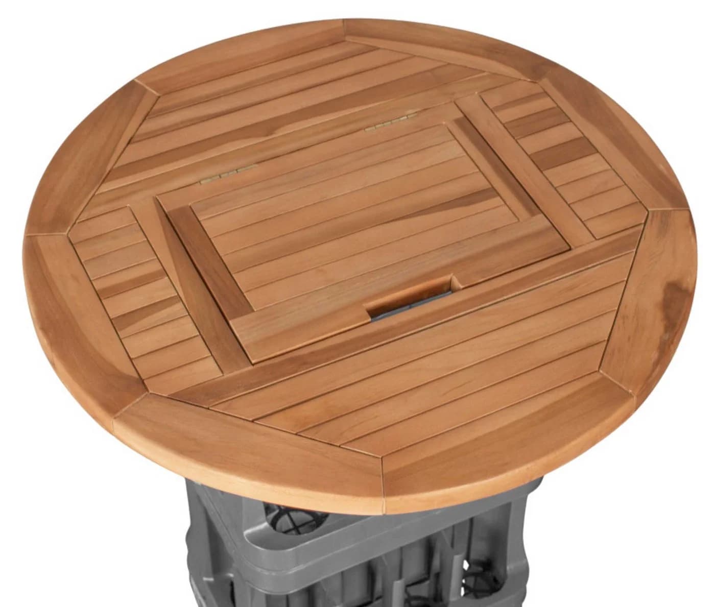 MR.DEKO Tischaufsatz Bierkistenaufsatz Teak mit Klappe - Bild 4