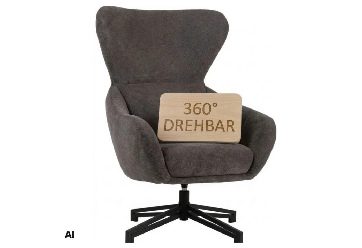 MR.DEKO Ohrensessel Marconia grau drehbar mit 360° Funktion - Bild 2