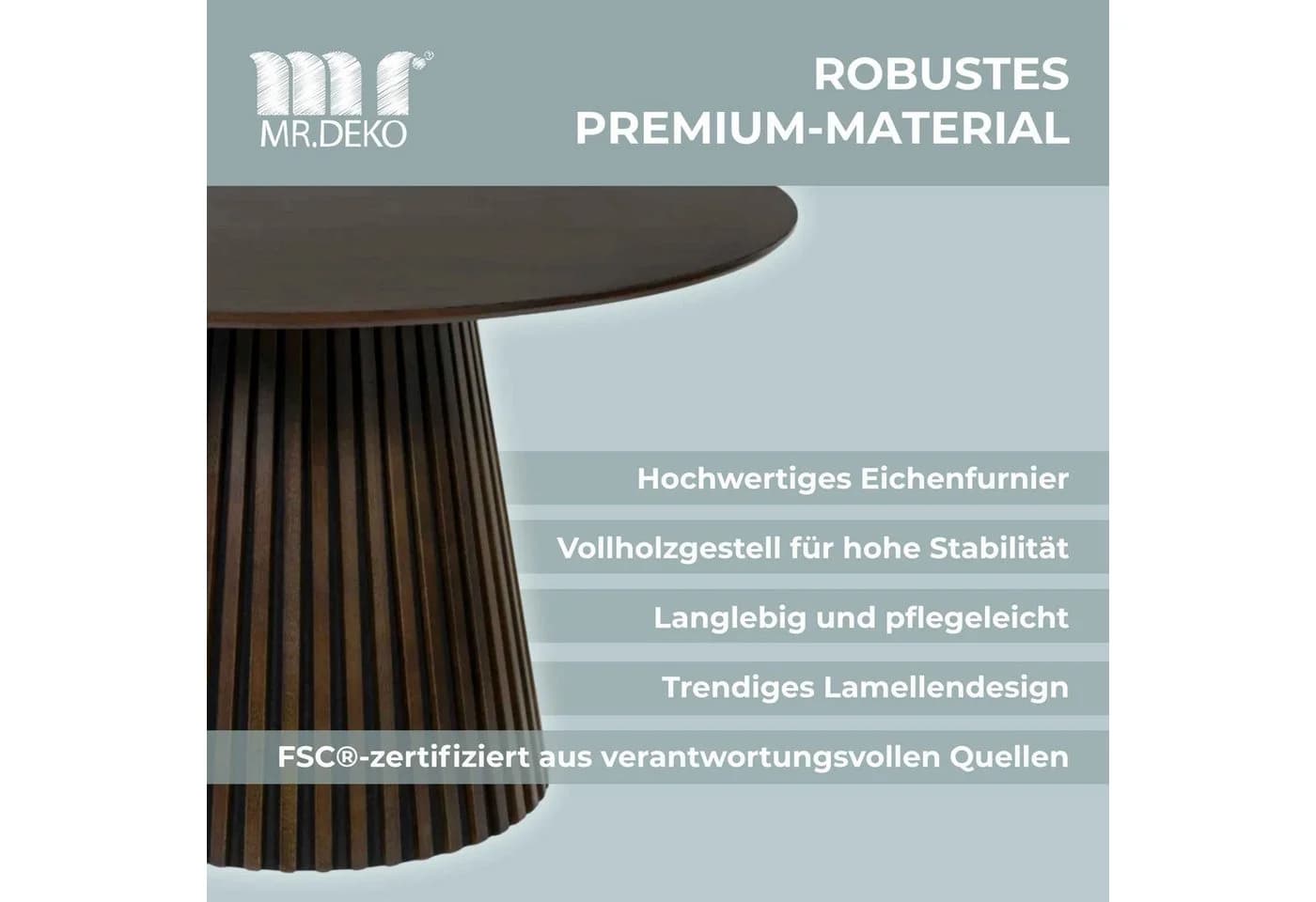MR.DEKO Esstisch Barletta rund 120 cm Eiche Smoked Oak - Bild 4