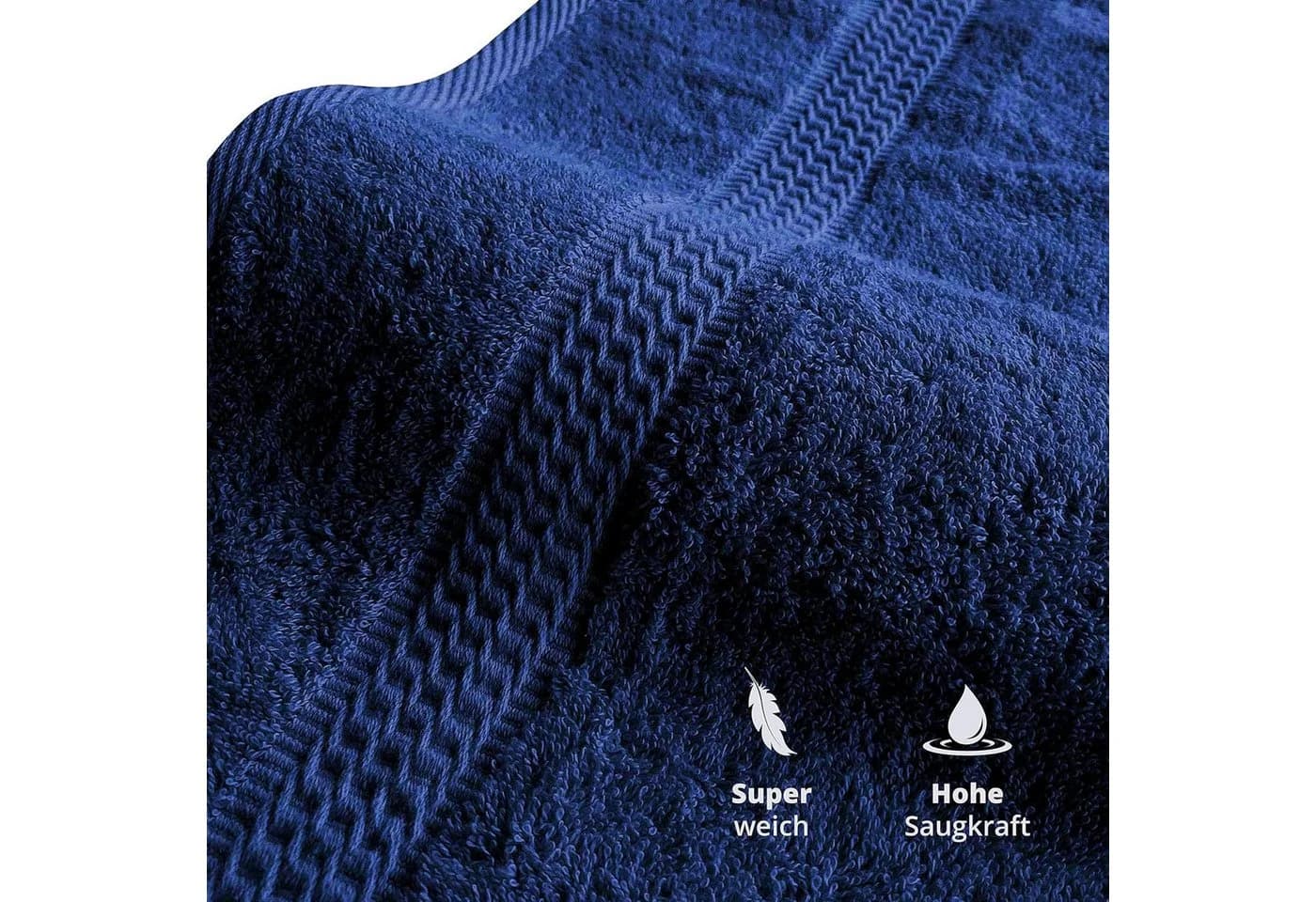 TRENDBUY24 Handtuch Set 4er Frottee 100% Baumwolle Navy