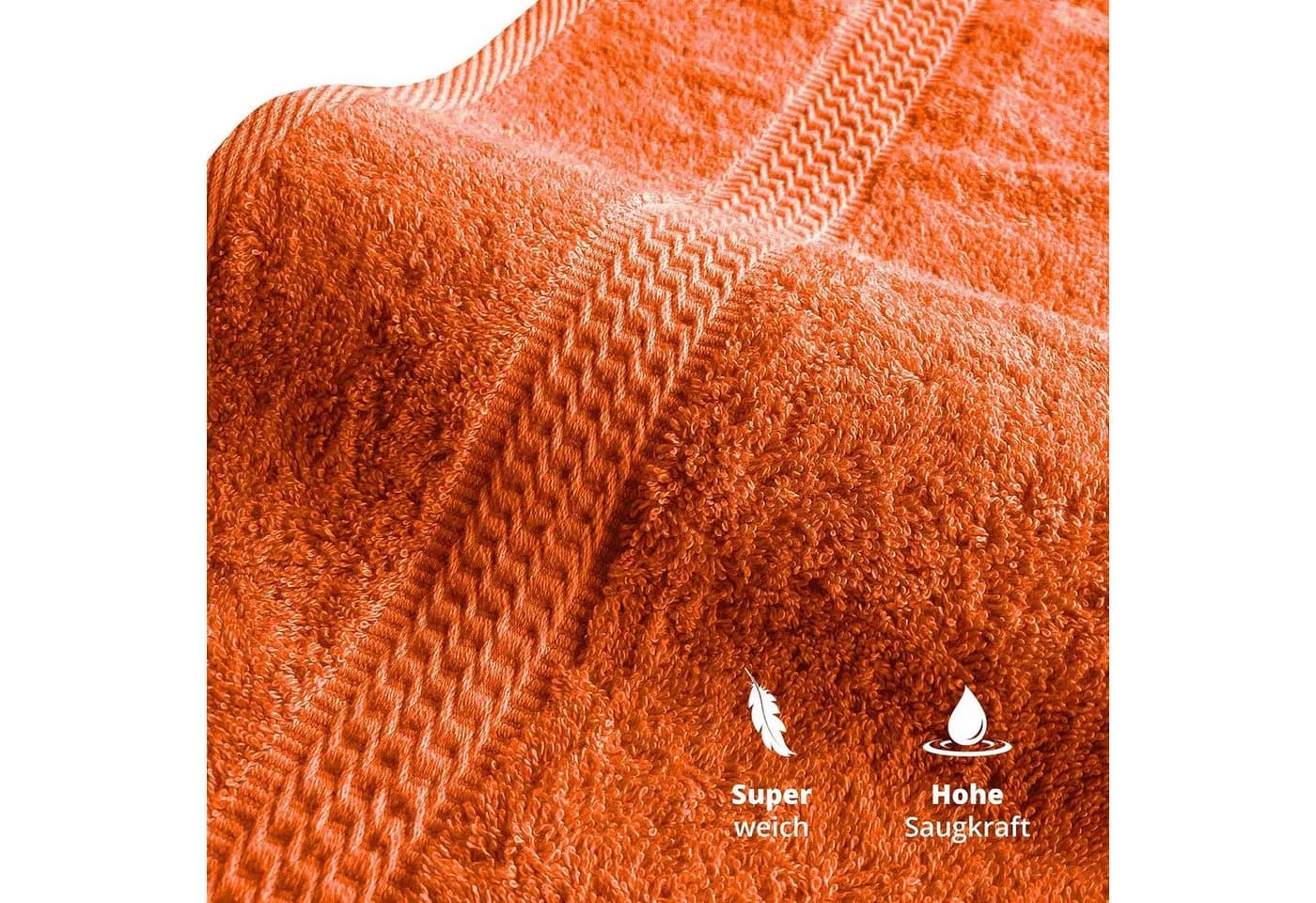TRENDBUY24 Handtuch Set 4er Frottee 100% Baumwolle Orange