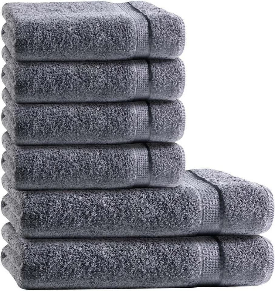 TRENDBUY24 Handtuch Set 6-TLG Premium Frottee 100% Baumwolle Anthrazit - Bild 2