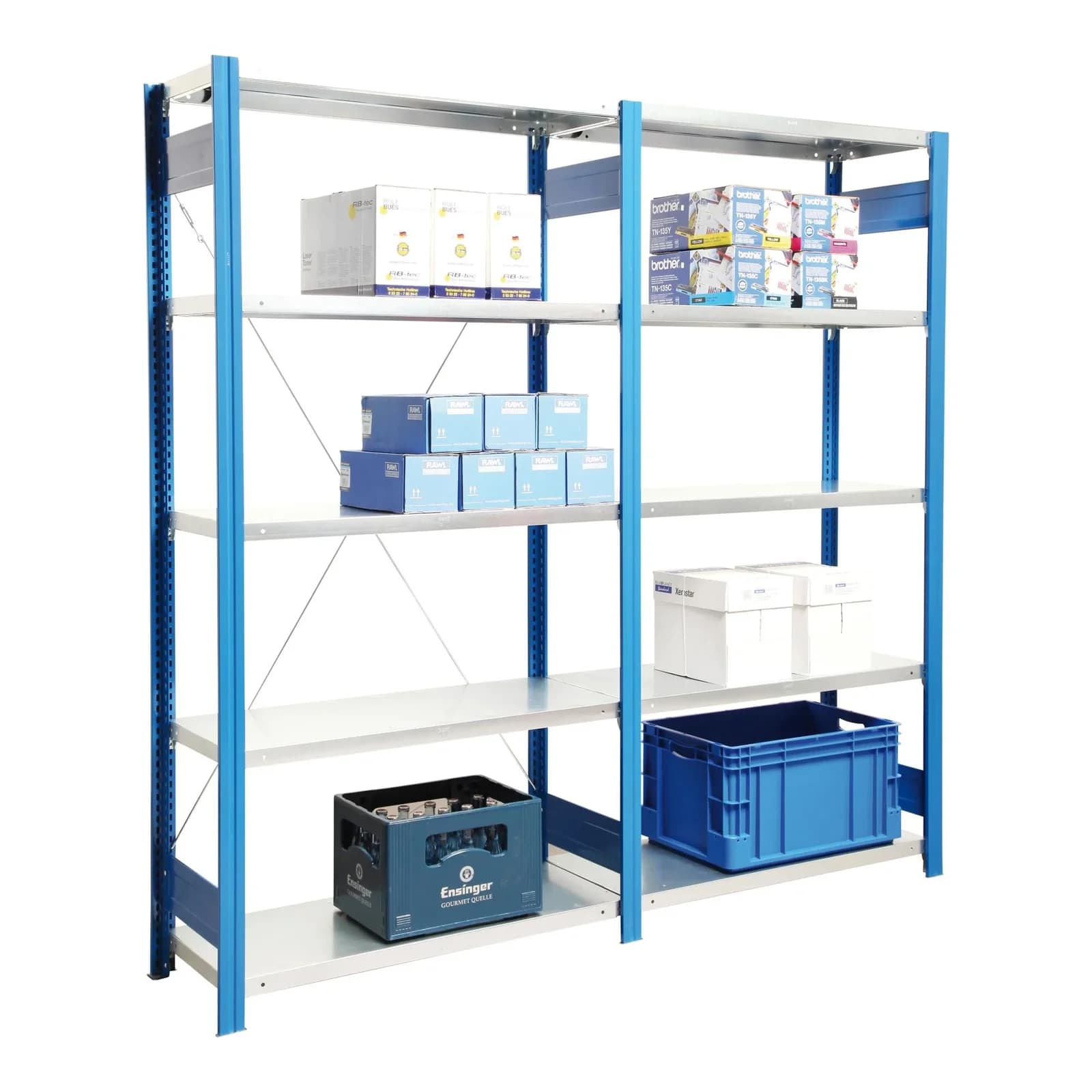 Regalwerk BERT Standardregal Anbaufeld Enzianblau Stahl