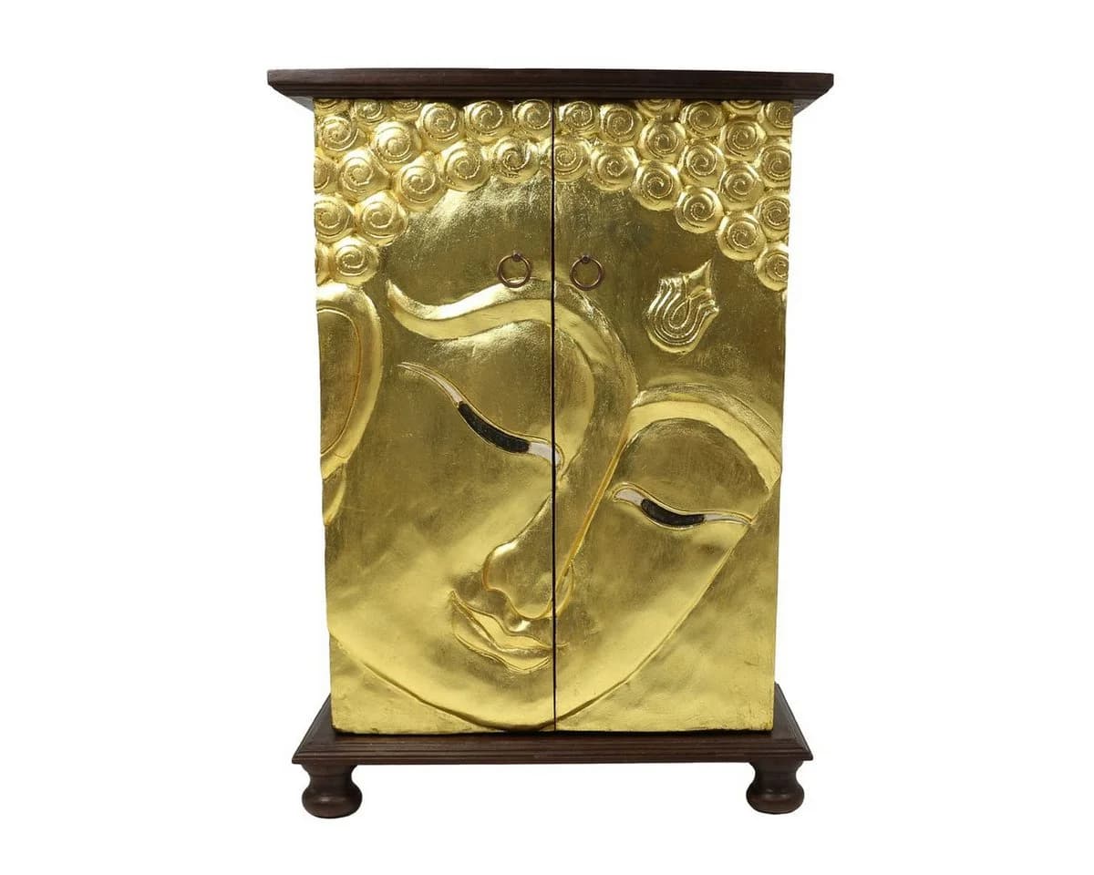 Oriental Galerie Wandschrank mit Goldverzierung und Rattan - Bild 2
