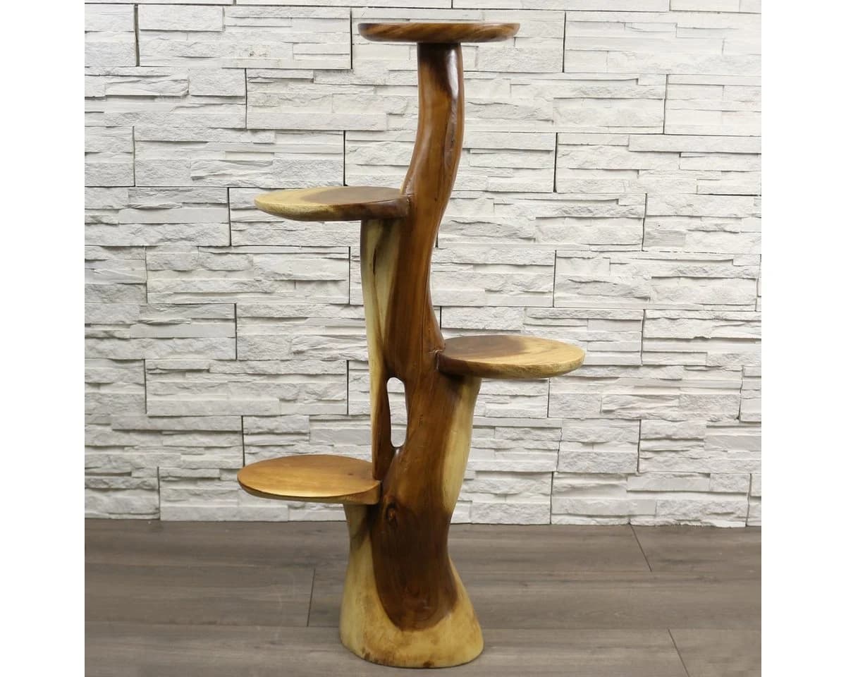 Oriental Galerie Blumenständer Massiv Akazie Natur Handarbeit - Bild 3