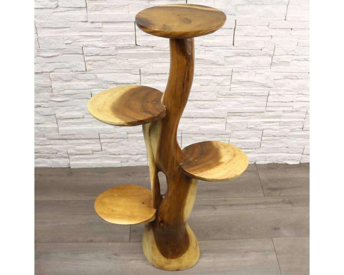 Oriental Galerie Blumenständer Massiv Akazie Natur Handarbeit - Bild 4