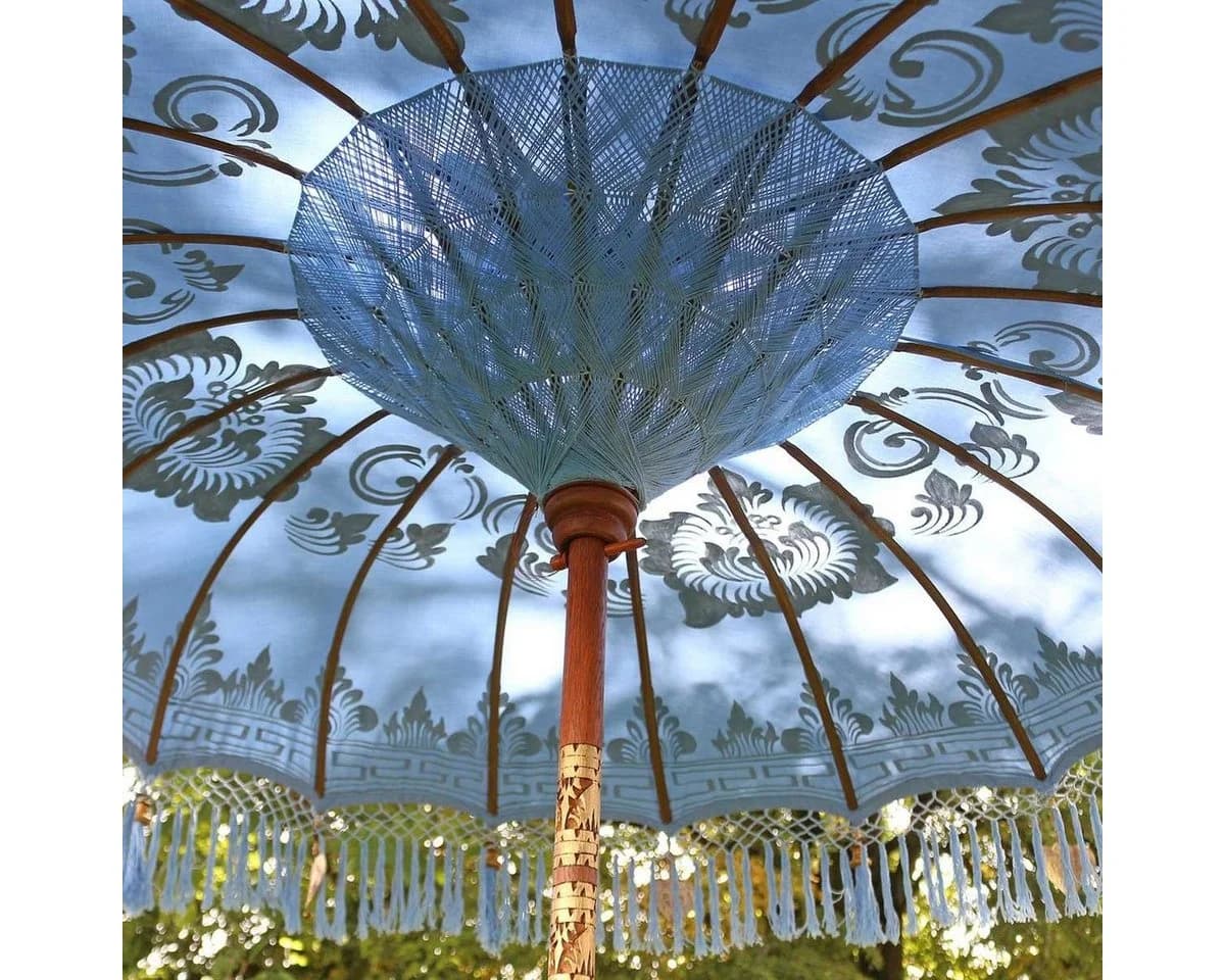 Oriental Galerie Bali-Sonnenschirm Blau Gold Handbemalt 180 cm - Bild 3