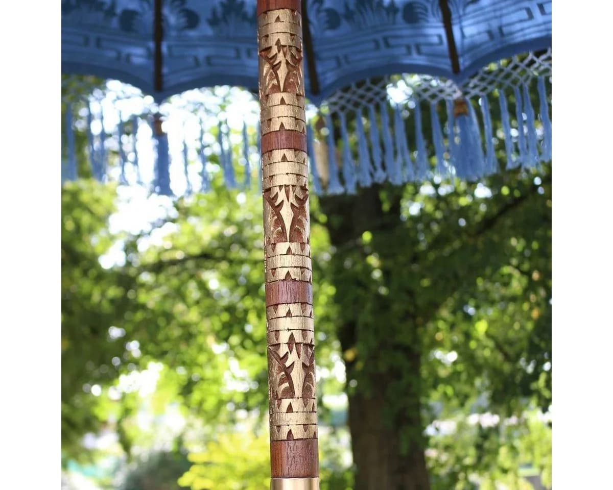 Oriental Galerie Bali-Sonnenschirm Blau Gold Handbemalt 180 cm - Bild 4