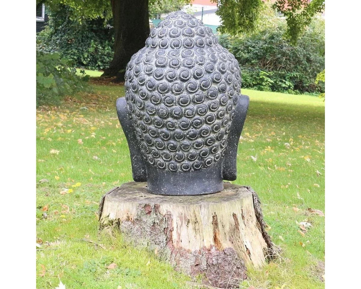 Oriental Galerie Buddha Kopf Gartenfigur Lavastein Schwarz - Bild 3