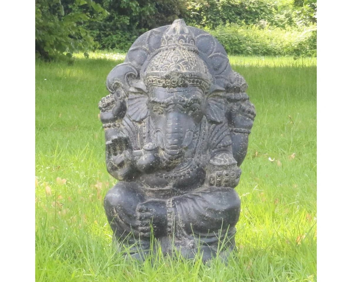 Oriental Galerie Dekofigur Ganesha Steinfigur auf Sockel 50 cm - Bild 2