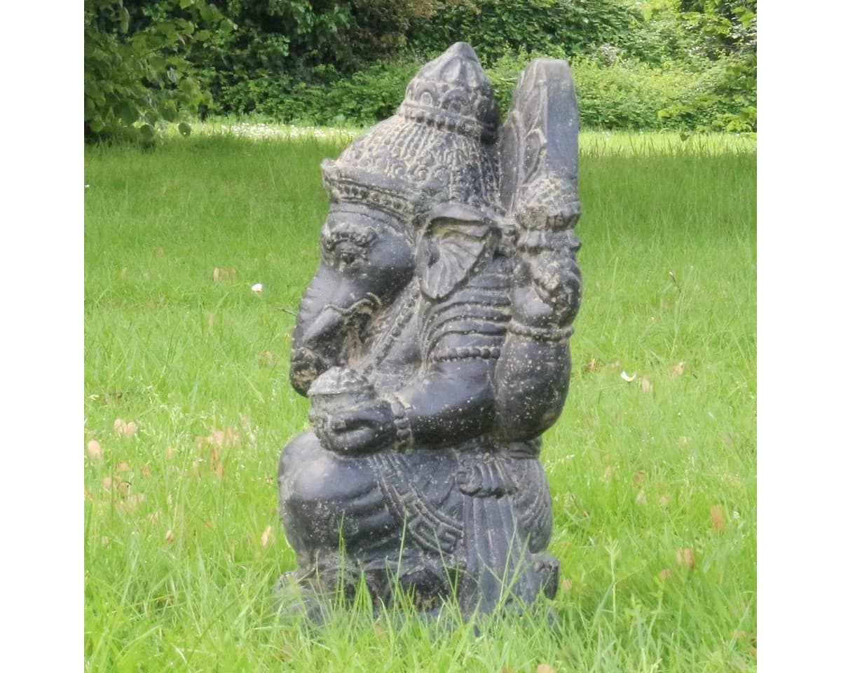 Oriental Galerie Dekofigur Ganesha Steinfigur auf Sockel 50 cm - Bild 3