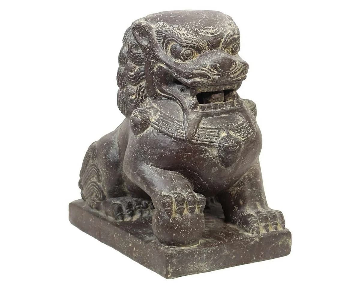 Oriental Galerie Tempelwächter-Löwe Dekofigur 40 cm Grau - Bild 2