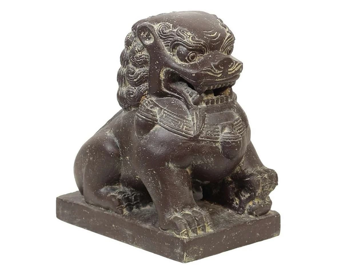 Oriental Galerie Tempelwächter-Löwe Dekofigur 40 cm Grau - Bild 3