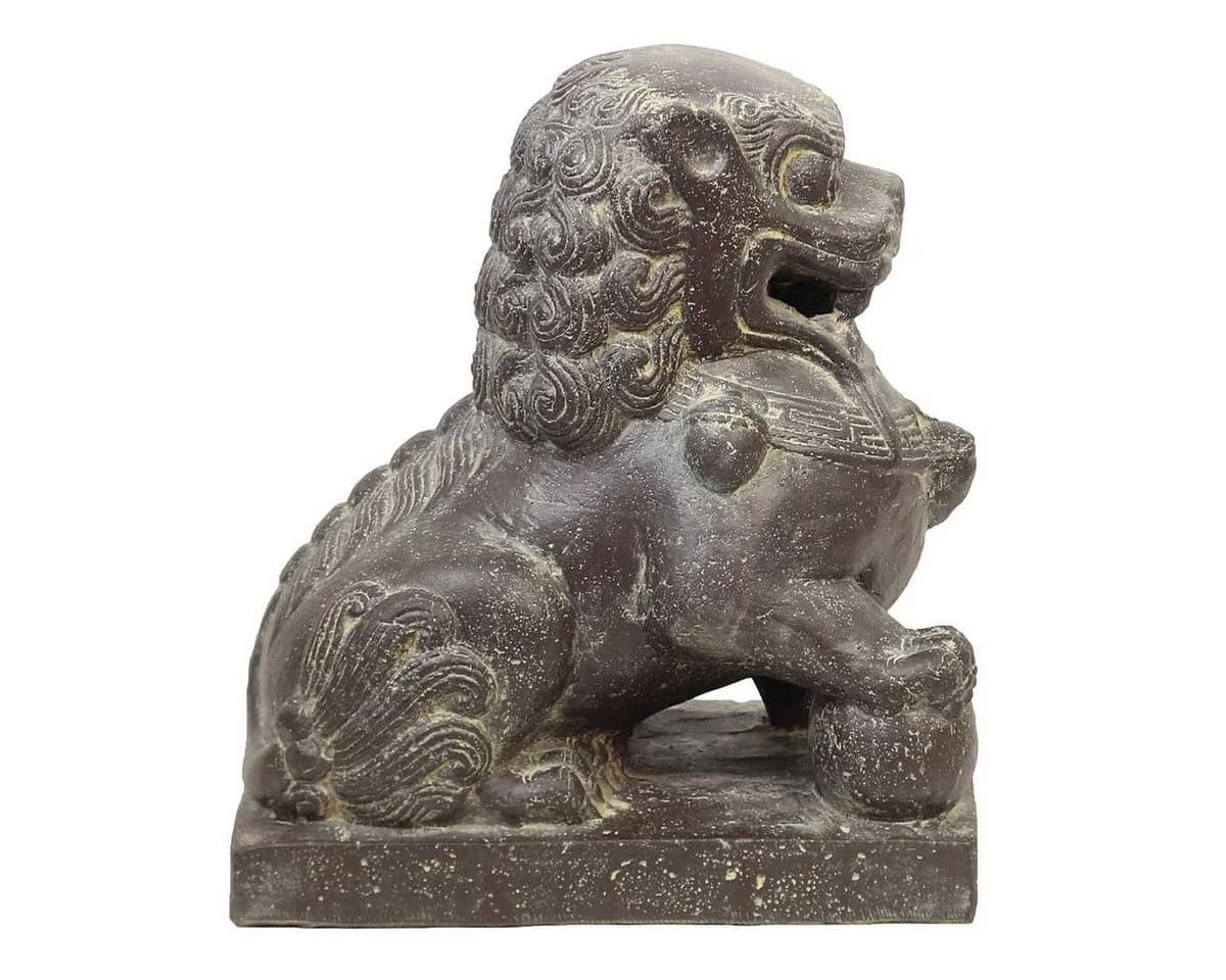 Oriental Galerie Tempelwächter-Löwe Dekofigur 40 cm Grau - Bild 5