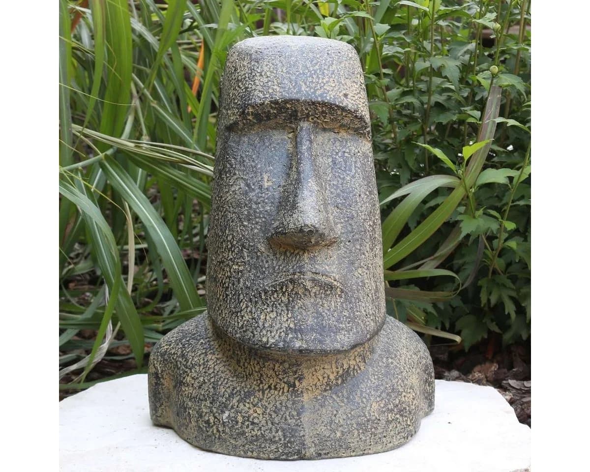 Oriental Galerie Dekofigur Moai Kopf Stein Figur Schwarz 30 cm - Bild 2