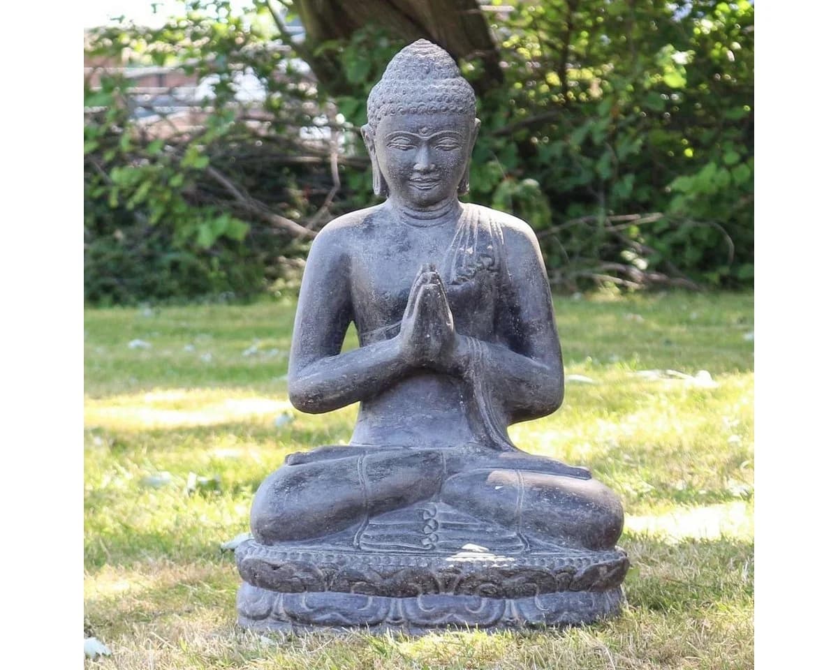 Oriental Galerie Buddha Figur sitzend Garten Steinfigur Greetings 60 cm - Bild 2
