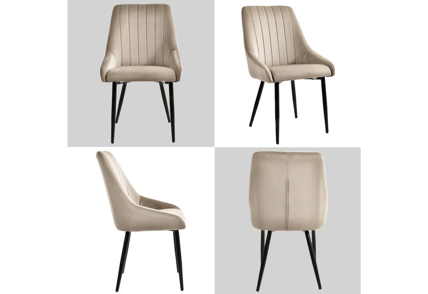 Duhome Esszimmerstuhl 2er Set Beige Samt Retro Metallbeine - Bild 3