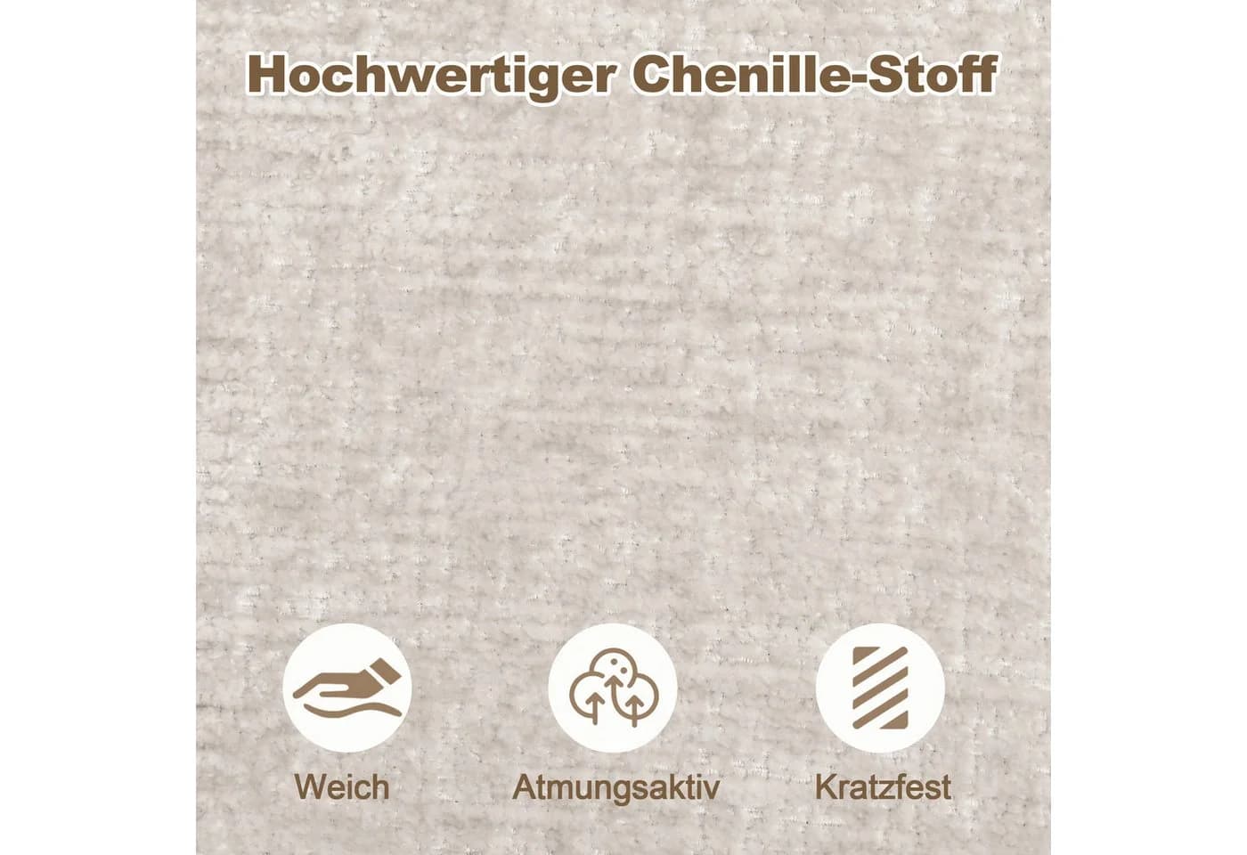 Duhome Loungesessel Beige Chenille 360° drehbar - Bild 5