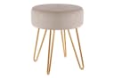 Duhome Hocker 9111 Rund Beige Samt oder Lederoptik Metallbeine Bild 2