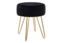 Duhome Hocker 9111 Rund Samt Lederoptik Schwarz Metallbeine Bild 2