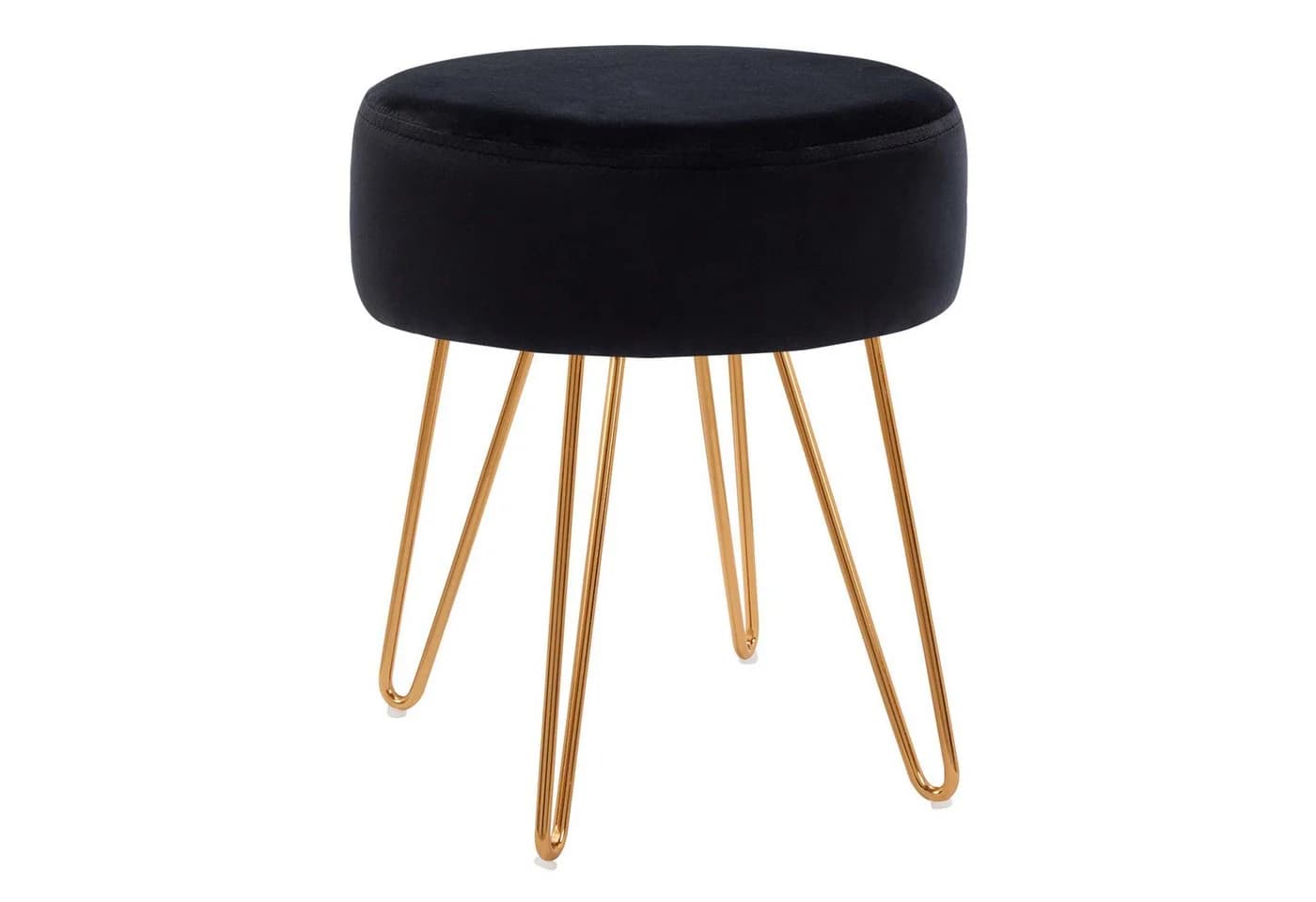 Duhome Hocker 9111 Rund Samt Lederoptik Schwarz Metallbeine - Bild 2
