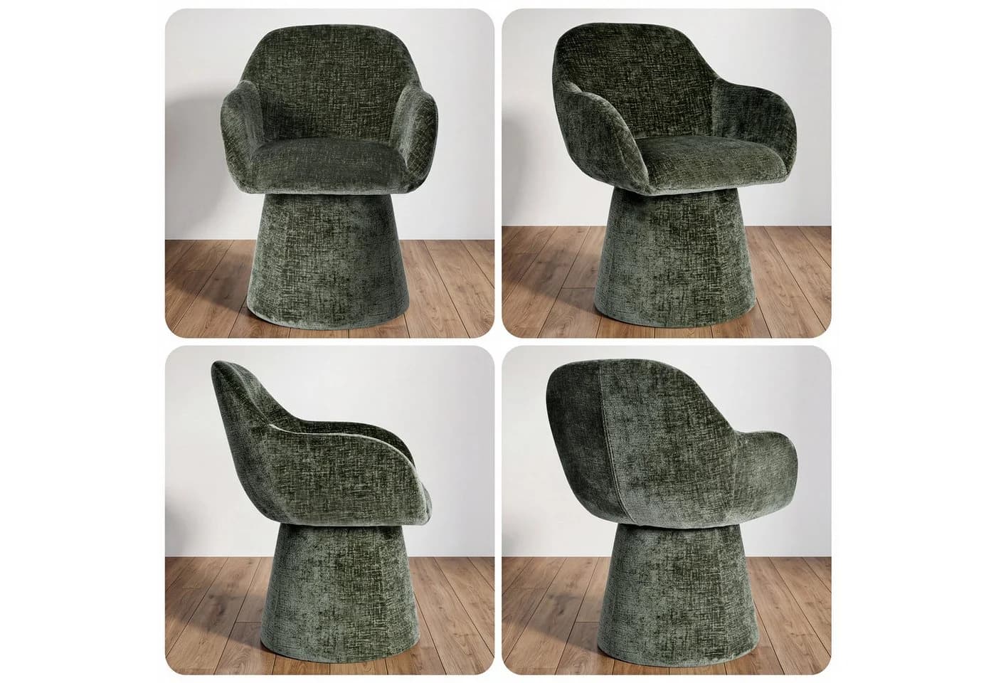 Duhome Esszimmerstuhl 7186A1 Grün 360° Drehstuhl Chenille - Bild 5