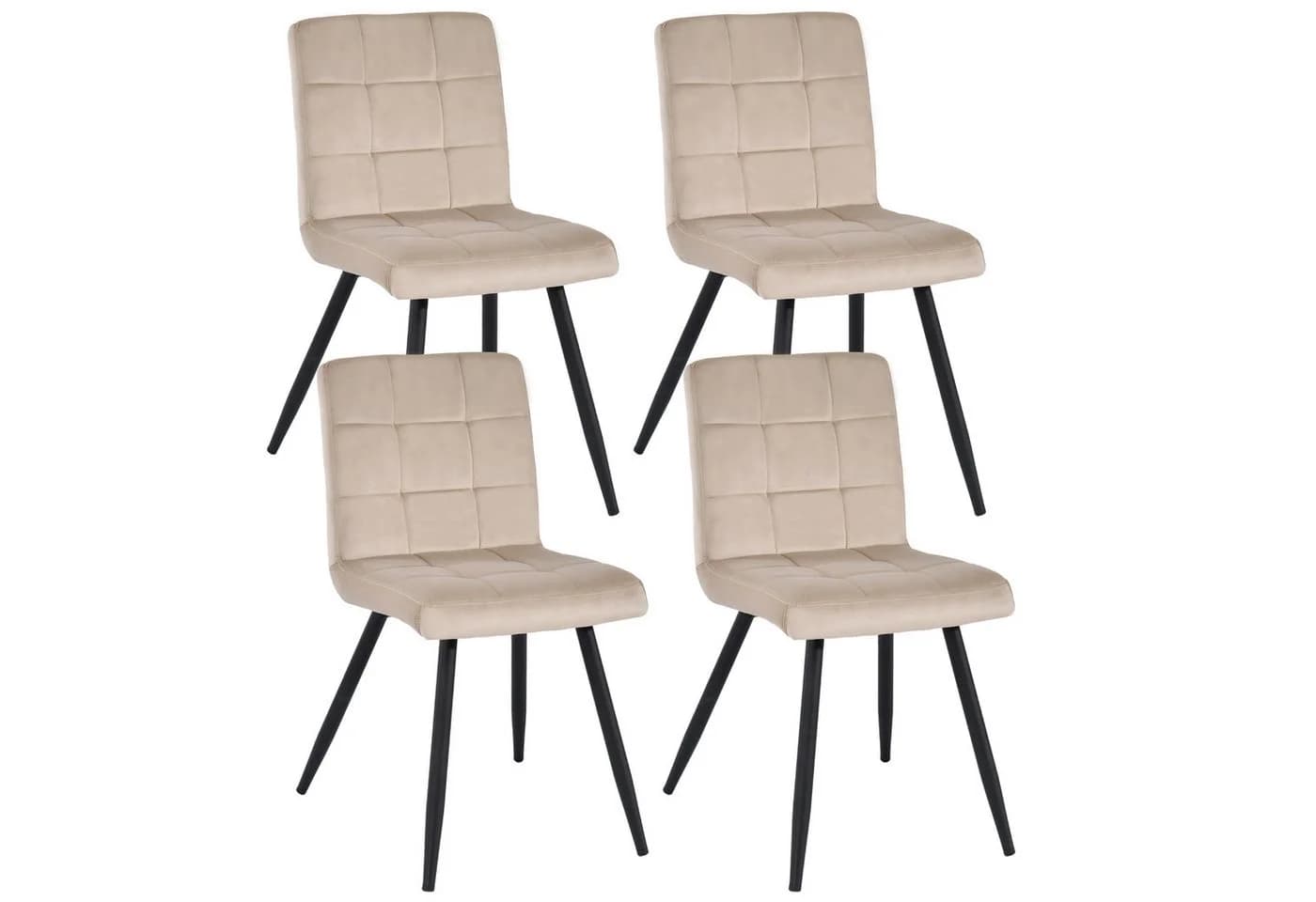 Duhome Esszimmerstuhl 4er Set Beige Samt Retro - Bild 2