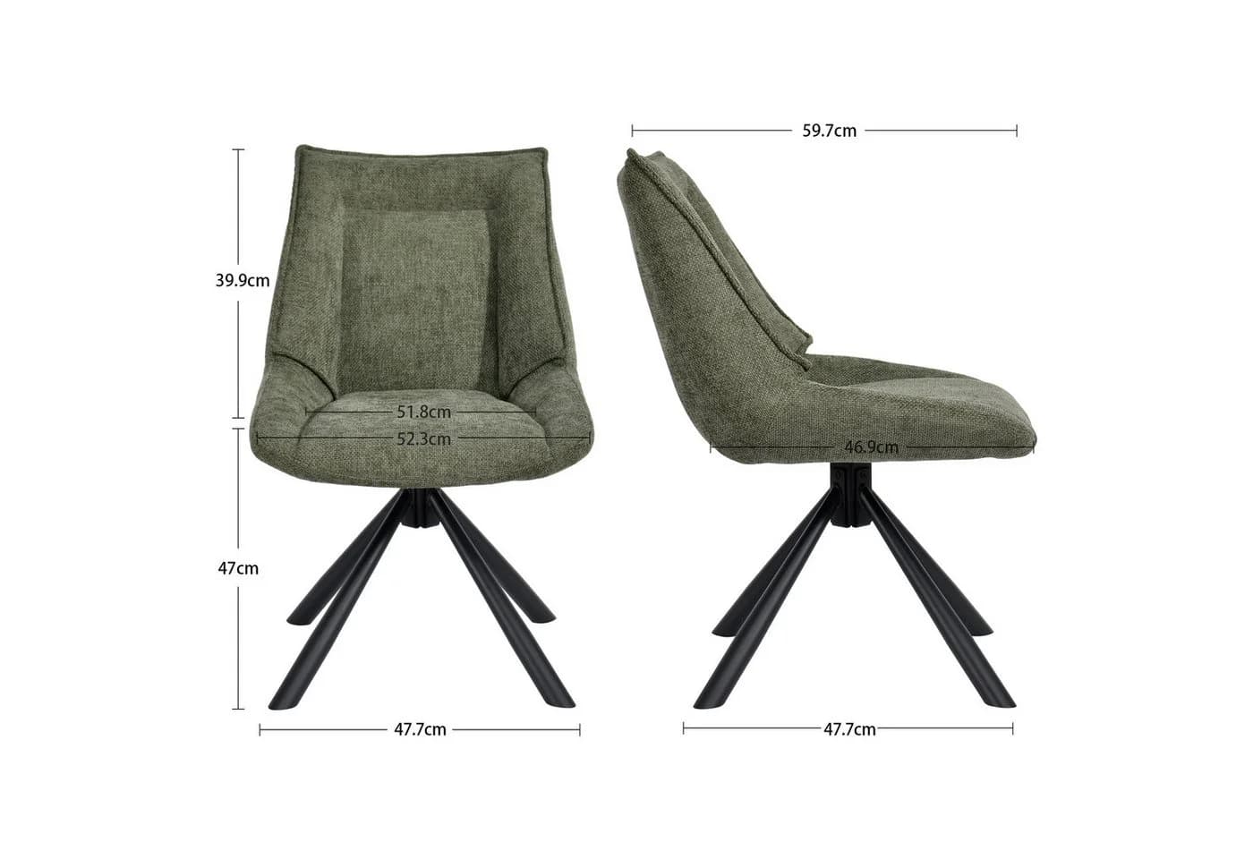 Duhome Esszimmerstuhl 8626A Grün 180° drehbar Chenille-Stoff