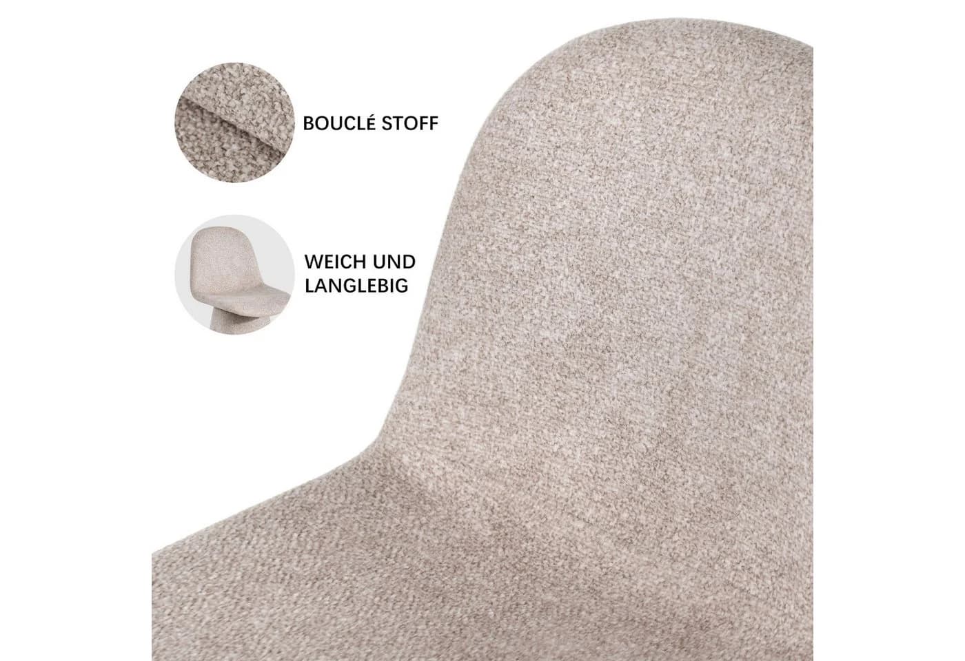 Duhome Esszimmerstuhl 360-Grad-Drehstuhl Bouclé Stoff Moderner Loungesessel - Bild 5