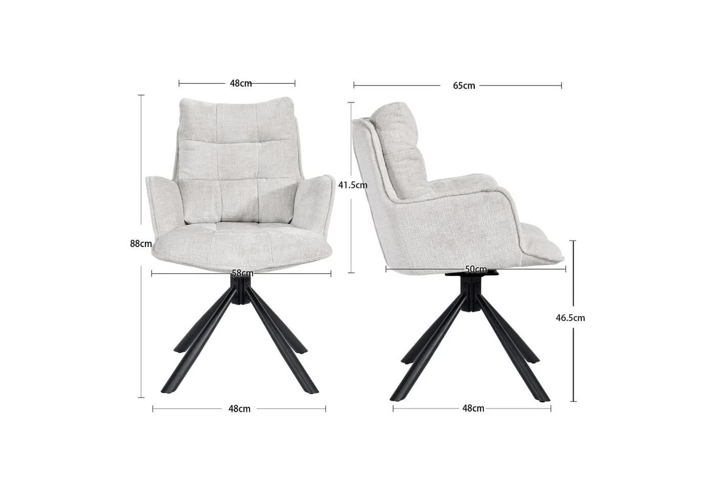 Duhome Esszimmerstuhl 8610A Beige Chenille 360° drehbar