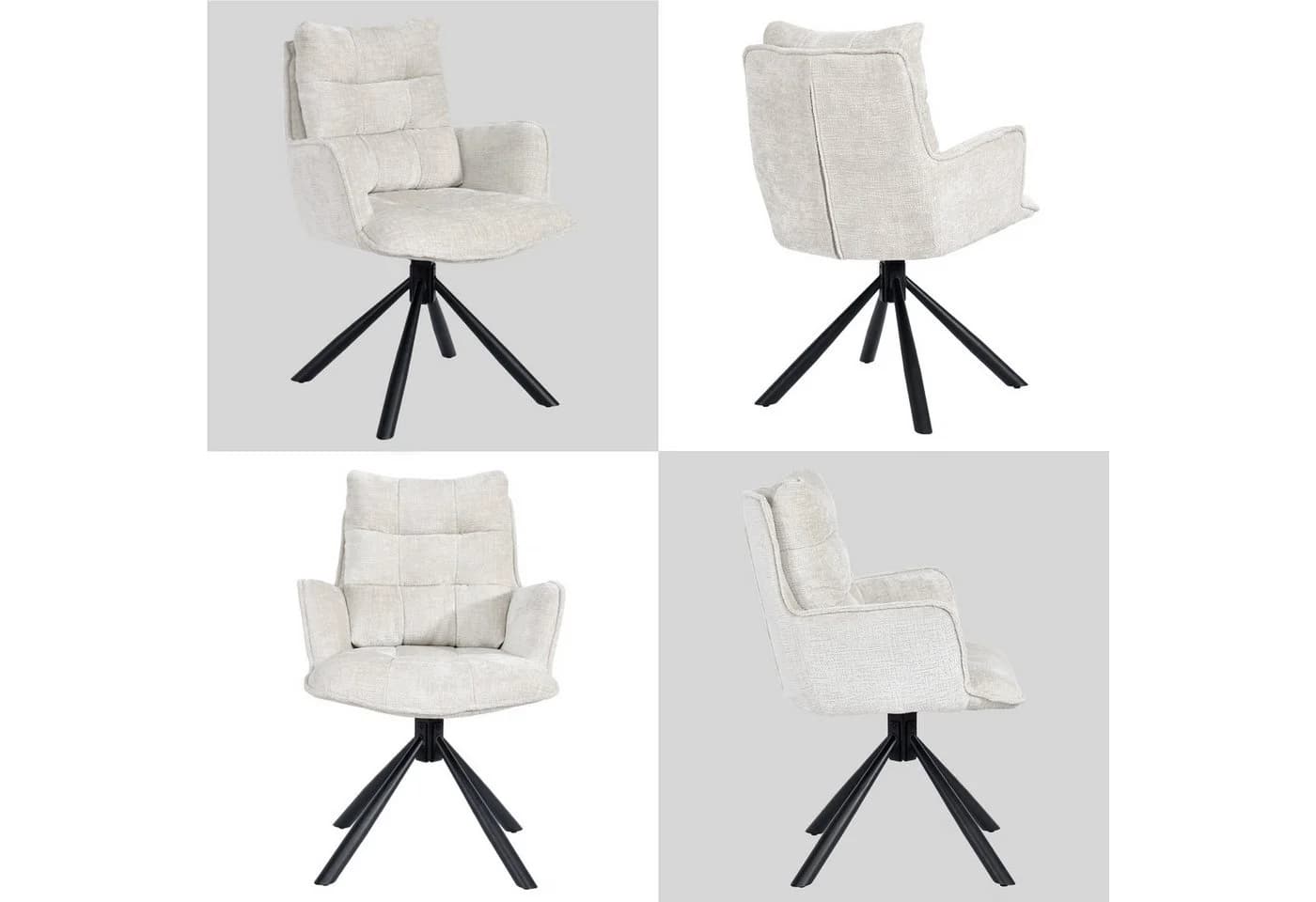 Duhome Esszimmerstuhl 8610A Beige Chenille 360° drehbar - Bild 3