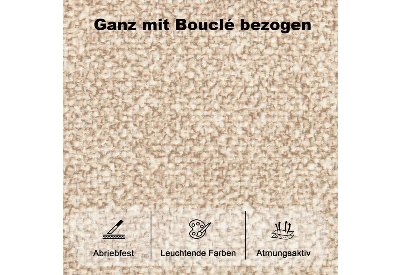 Duhome Barhocker 5520A1 Beige Bouclé Metall