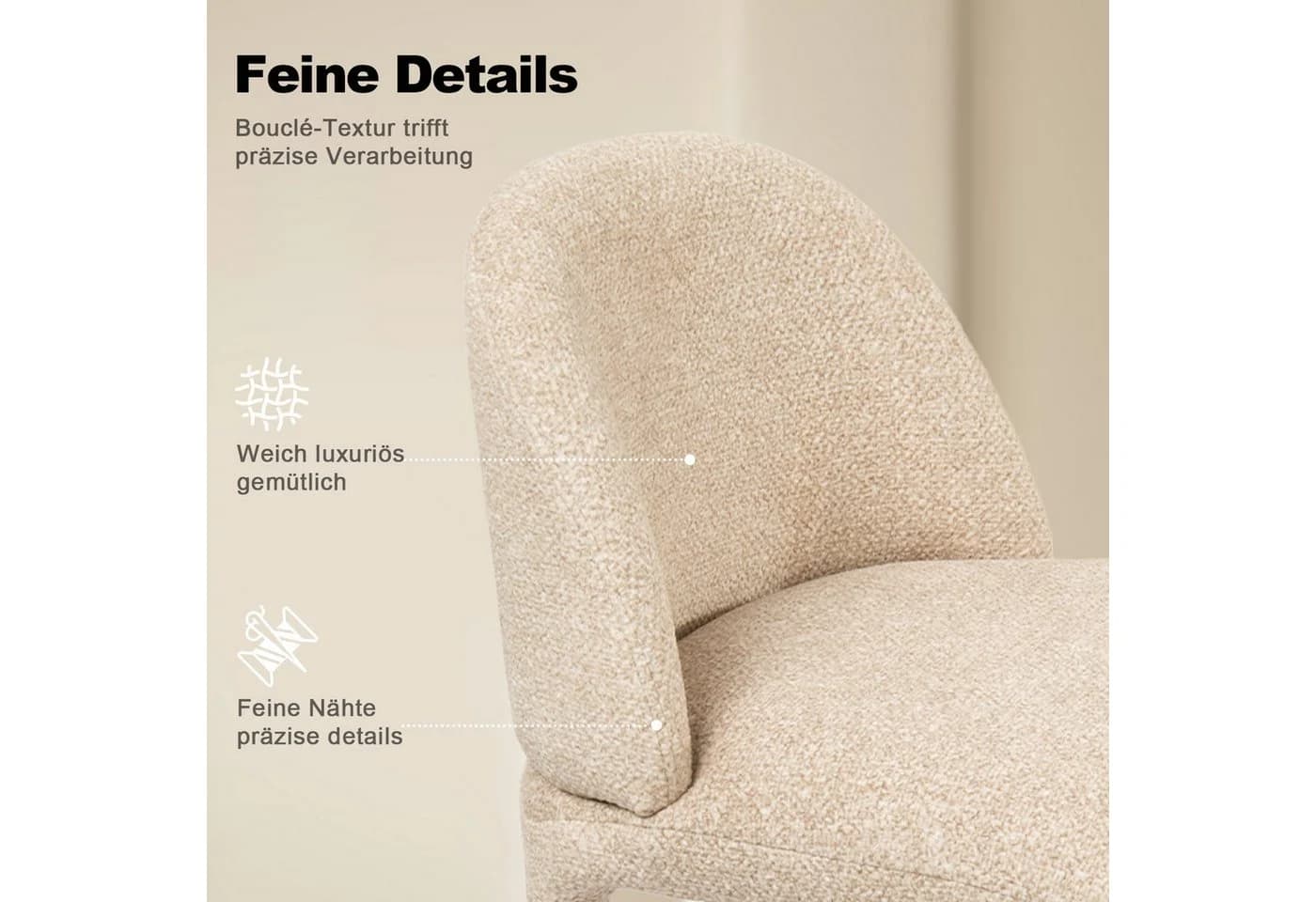 Duhome Barhocker 5520A1 Beige Bouclé Metall - Bild 3